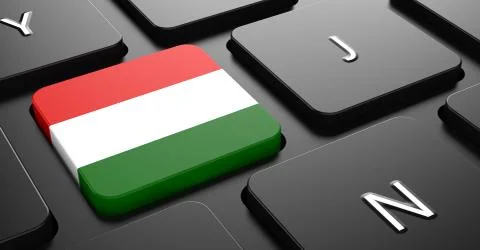 Hungary - Flag on Button of Black Keyboard. Stock Illustration