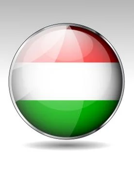 Hungary flag button Stock Illustration