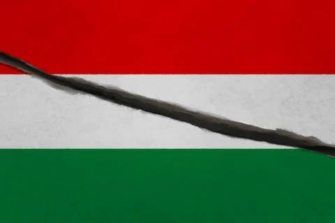 Hungary flag cracked Stock Illustration