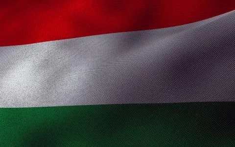 Hungary flag with fabric texture. 3D remder. Stock Illustration