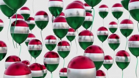 Hungary Flag On The Flying Balloons Stockbeeldmateriaal 314666435