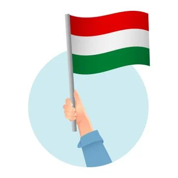 Hungary flag in hand icon Stock Illustration