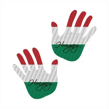 Hungary flag hand vector Stock Illustration