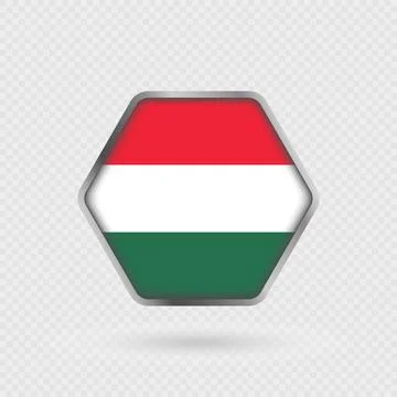 Hungary flag in a hexagon frame. Stock Illustration