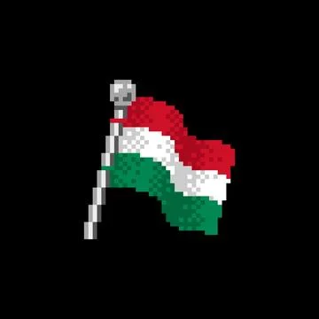 Hungary Flag in Pixel Art 库存插图