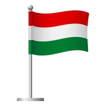 Hungary flag on pole icon Stock Illustration