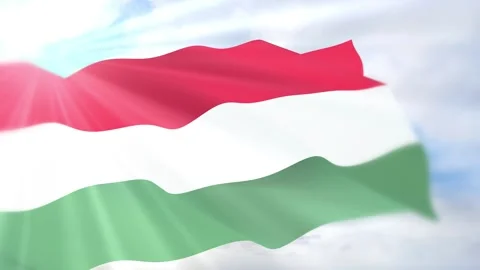 Hungary Flag Seamless Loop 4k 60fps on Sky Background Stock Footage 340624868