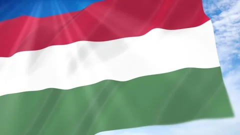 Hungary Flag Seamless Loop 4k 60fps on Sky Background Stock Footage 341673943