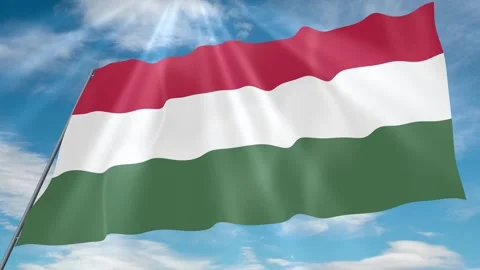 Hungary Flag Seamless Loop 4k 60fps on Sky Background Stock Footage 341757882
