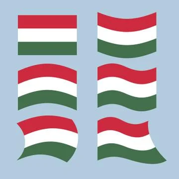 Hungary flag. Set of flags of Hungarian Republic in various forms. Developing Stock Illustration