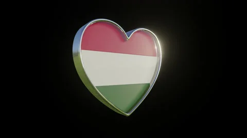 Hungary Flag in the Shape of 3D Heart. Stock Footage 133158990