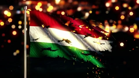 Hungary Flag Torn Burned War Freedom Loop Animation - 4K Resolution Ultra HD UHD Stock Footage 41618557