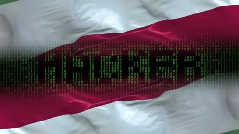 Hungary flag - Waving flag on matrix binary code background Stock Footage 321420081