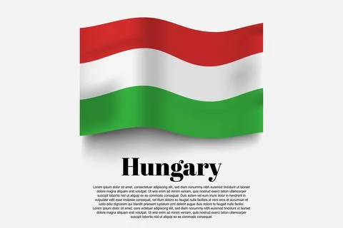 Hungary flag waving form on gray background. Vector illustration. Stock Illustration