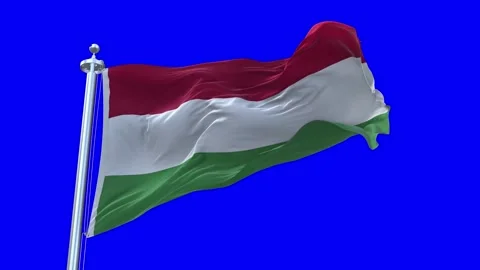 Hungary Flag Waving in Loopable and Textured green screen background Stock Footage 296876751