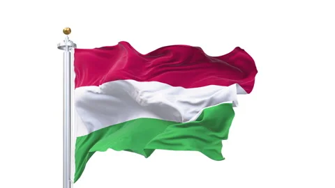 Hungary flag waving looping with transparent background. 動画素材 315336330