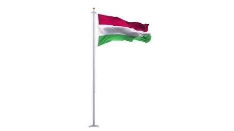 Hungary flag waving looping with transparent background. 動画素材 315336375