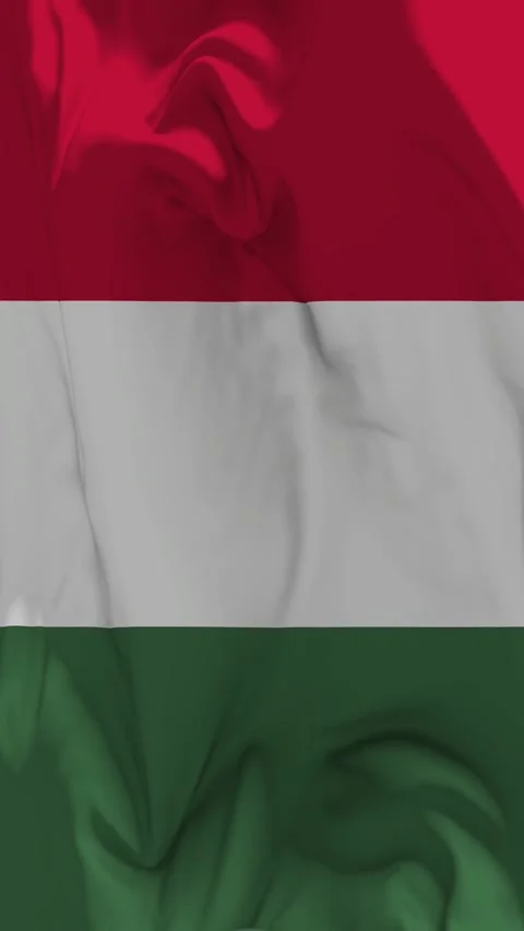 Hungary Flag Waving in Slow Motion Loop Animation, Vertical Format Stock Footage 337819610