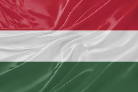 Hungary Flag Waving Textures Silk Background Stock Illustration