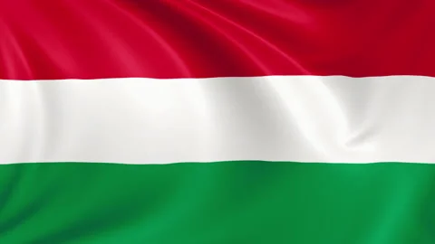 Hungary flag waving in the wind with high quality texture in 4K Vídeo Stock 130434411
