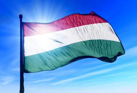 Hungary flag waving on the wind Stock Illustration