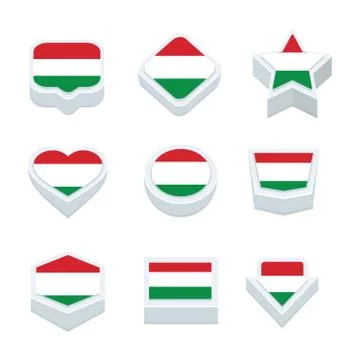 Hungary flags icons and button set nine styles Stock Illustration