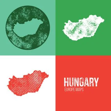Hungary Grunge Retro Map Stock Illustration