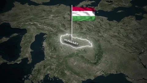 Hungary Map Animation with 3D Waving of Hungary National Flag on World Map Video stock 332238581