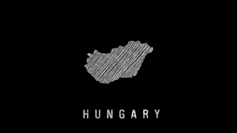 Hungary map appearing with scribble effect on black background Stock Footage 319764565