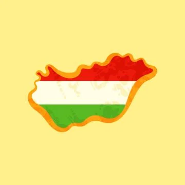 Hungary - Map colored with Hungarian flag Stock Illustration
