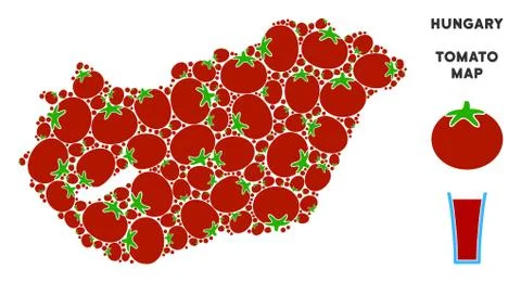 Hungary Map Composition of Tomato Stock Illustration