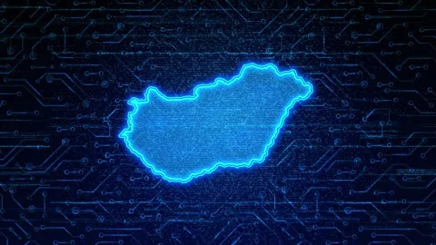 Hungary Map Digital Technology Opener 動画素材 335081291