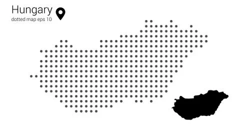 Hungary map dotted on white background vector isolated Stock Illustration