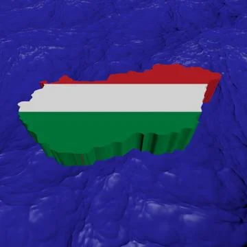 Hungary map flag in abstract ocean illustration Stock Illustration