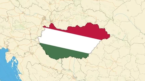 Hungary Map with flag animation zoom in Vídeos de archivo 302887530