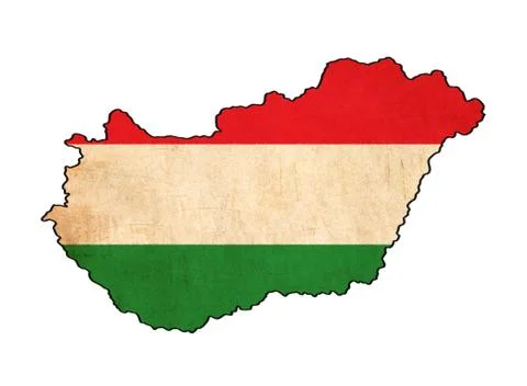 Hungary map on  flag drawing ,grunge and retro flag series Stock Illustration