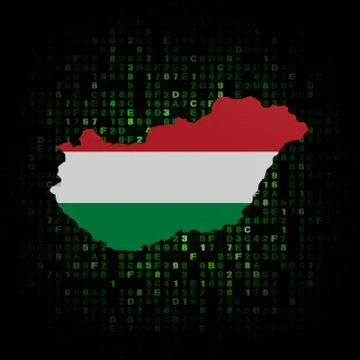 Hungary map flag on hex code illustration Stock Illustration