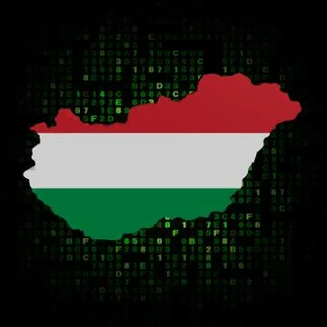 Hungary map flag on hex code illustration Stock Illustration