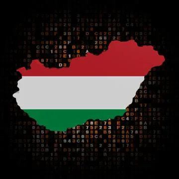Hungary map flag on hex code illustration Stock Illustration