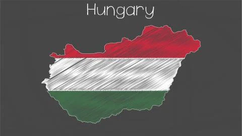 Hungary map-flag illustration Stock Illustration