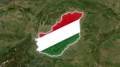 Hungary Map Highlight with Animated Flag Stock Footage 341235814
