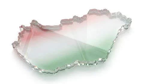 Hungary map outline glass effect with flag colors isolated on white backgroun Stock Illustration