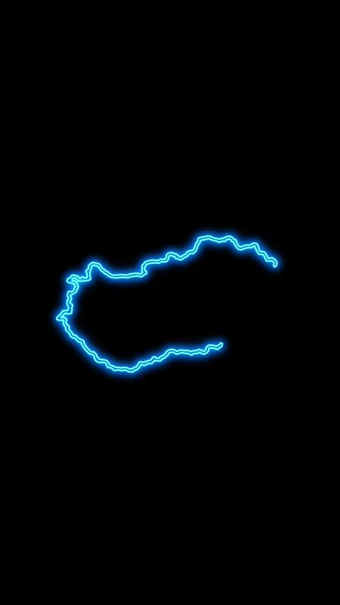 Hungary Map Outline Neon Lights Stock Footage 333056428