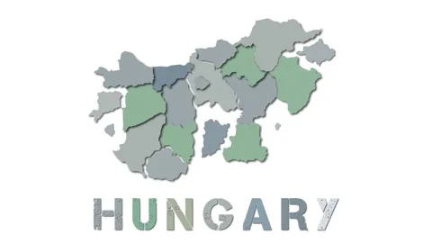 Hungary map with paper regions. Animated country map growing from regions and... Stock Footage 230971788