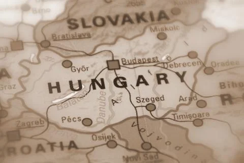 Hungary, on a map Stock Photos