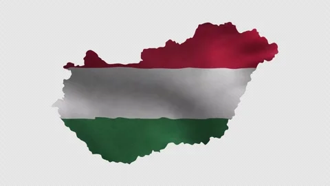 Hungary Map Shape with Waving Flag Texture Animation on Transparent Background Stock Footage 339946959