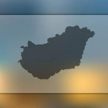 Hungary map. Vector silhouette of Hungary. Blurred background Stock Illustration
