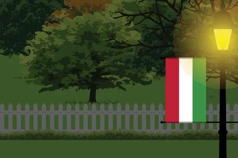 Hungary Night Trees Lamp Vector Illustration Stock-Illustration