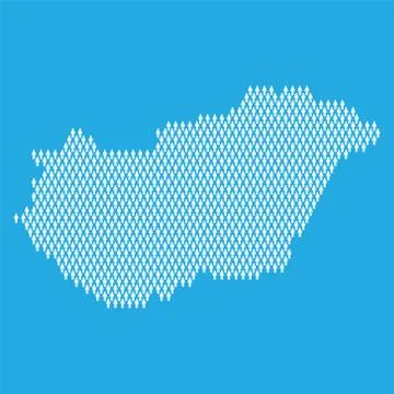 Hungary population. Statistic map made from stick figure people Stock Illustration