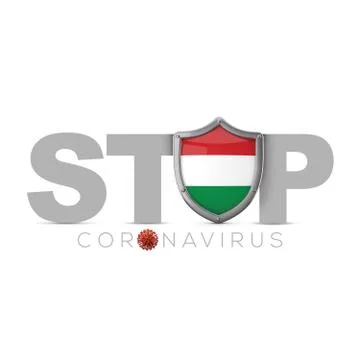 Hungary protective shield. Stop coronavius concept. 3D Render Illustrazione stock